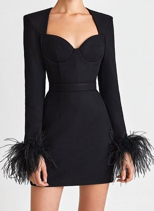 black bustier dress